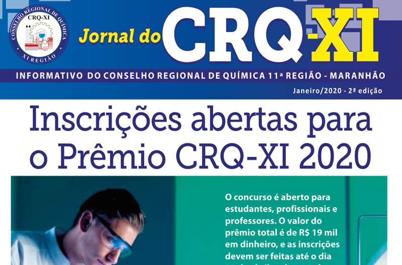 Inscrições abertas para o Prêmio CRQ-XI 2020